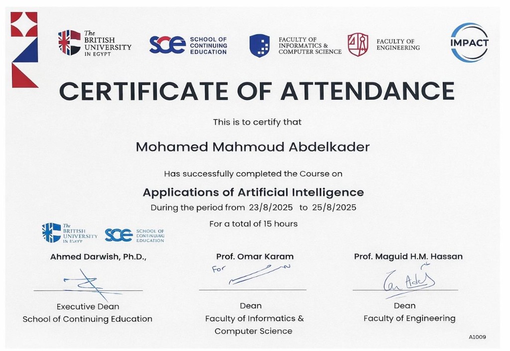 Applications of Artificial Intelligence Certificate
